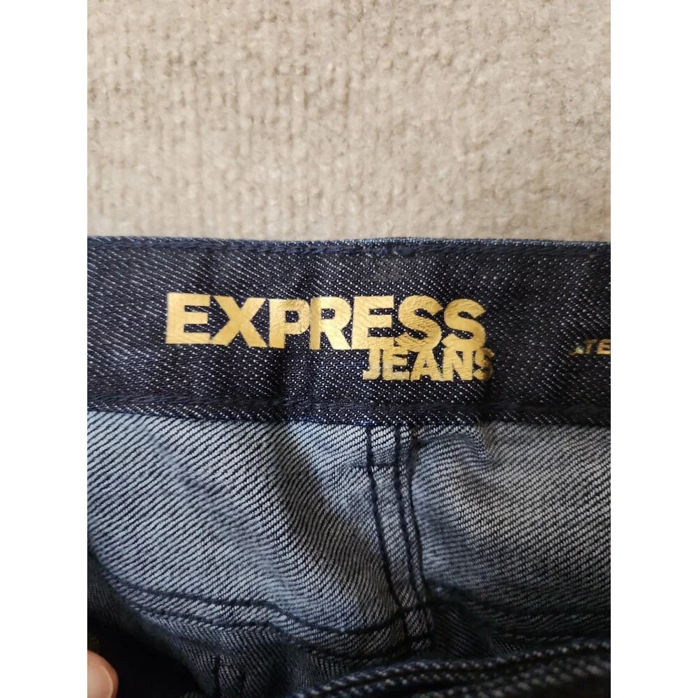 Express Stella Barely Boot Cut Jeans Womens 10 Blue Dark Wash Low Rise NEW